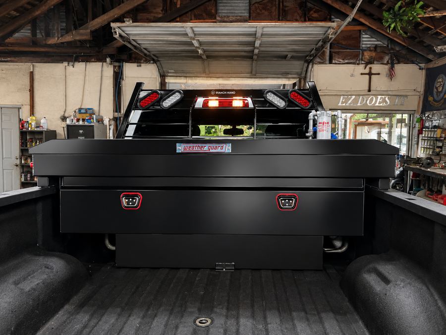 Toolbox mounted in a truck bed